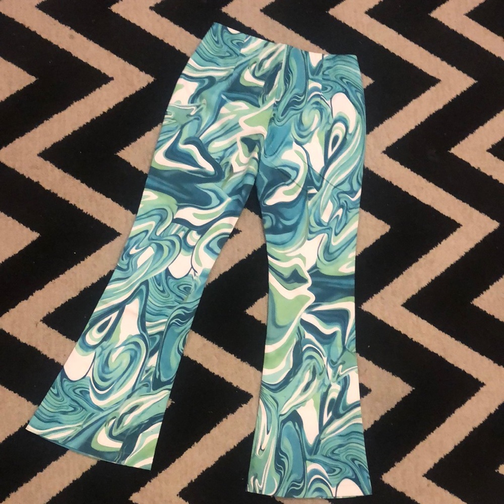 Green & White Swirl pants